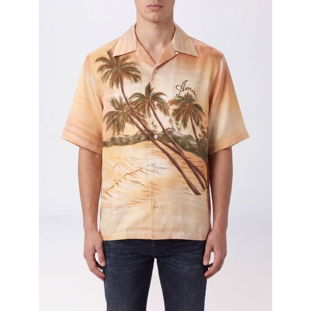 Amiri Men Amiri Short-Sleeved Graphic Print Silk Shirt With Cuban Collar